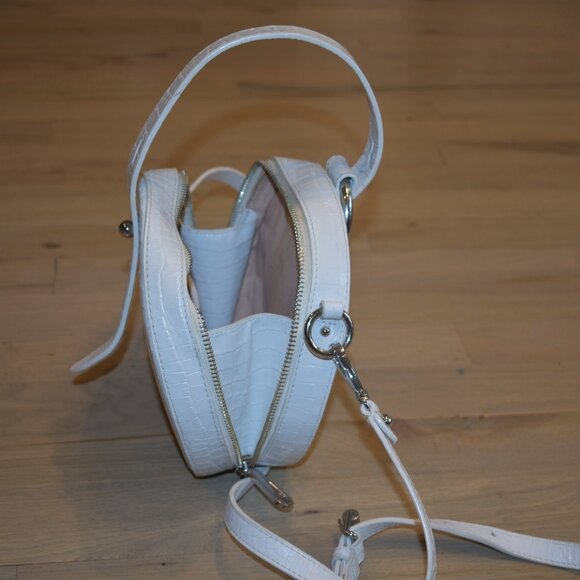 Rebecca Minkoff White Kate Circle Unique Crossbody Leather Bag with top handle - Picture 12 of 16